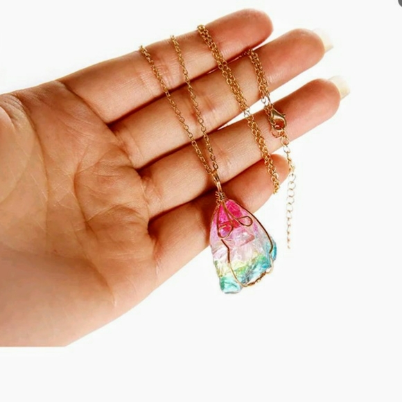 🌈 Rainbow Quartz necklace even prettier outside. Price includes ONE Pentant - Picture 6 of 12